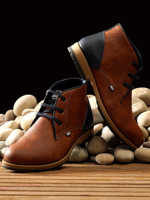 iD Lace-Up Chukka Boots Boots For Men(Tan , 9)