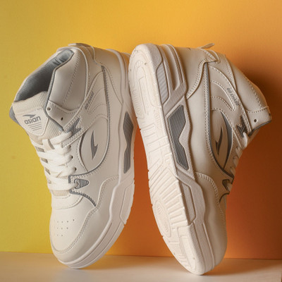 asian Tango-11 High Top Sneakers for Men | Stylish & Sporty Casual Shoes Sneakers For Men(White, Grey , 9)