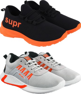 Free Kicks Combo of 2 FK - 411-444 Dailywear Running Shoes For Men(Black, Orange, Grey)