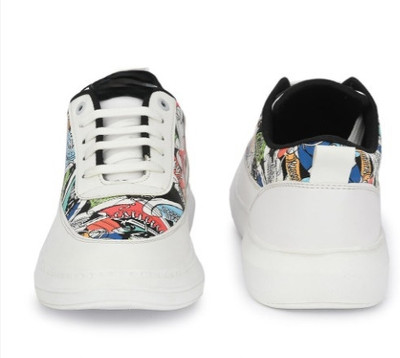 HMS PLATFORM Canvas Shoes For Women(White, Multicolor , 3)