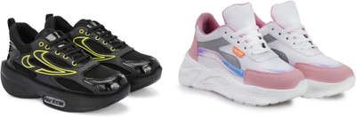 DARTKICK Versatile Casual Shoes for Men – Smart, Sleek & Comfortable Casuals For Men(Black, Pink, White , 9)