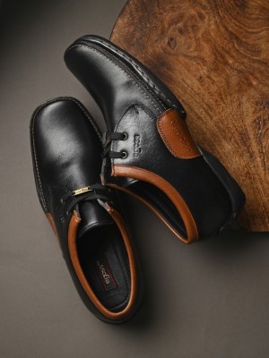 EGOSS Comforts Premium Genuine Leather Casuals For Men(Black)