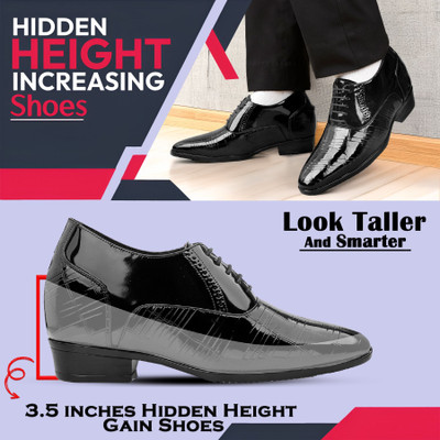 YUVRATO BAXI Men's 9 Cm Hidden Height Increasing Black Casual Formal Laceup Party Wear Shoes Casuals For Men(Black , 6)