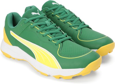 PUMA 24 FH Rubber Cricket Shoes For Men(Green, Yellow , 11)