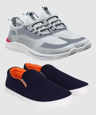 BRUTON 2 Combo Sneaker Shoes Sneakers For Men(Grey, Orange)