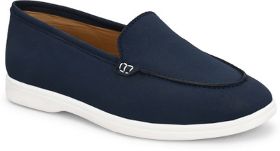 Roadster Women Blue Faux Leather Casual Slip On Loafers Loafers For Women(Blue , 3)
