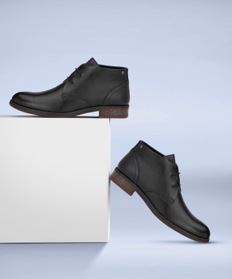 Delize Ankle Derby Boots For Men(Black)