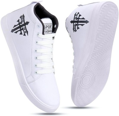 sneaker junkies Men's PVC Mid-Top Lace Up Casual Shoes (White). Sneakers For Men(White , 7)