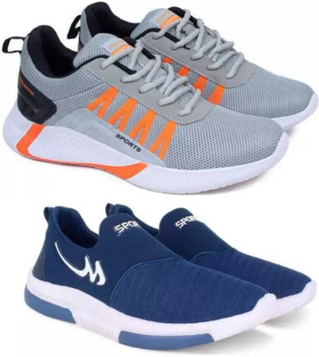 house of common Combo Pack Of 2 Sneakers For Men(Grey, Blue , 8)