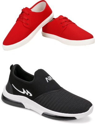 Free Kicks Combo Of 2 Shoes FK-201 & FK-Mexico Sneakers For Men(Black , 8)