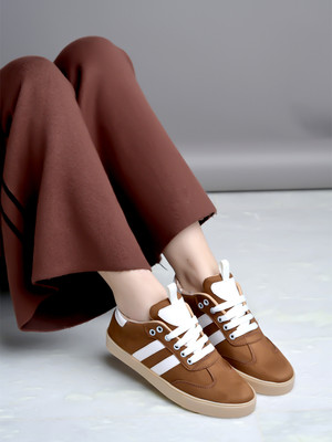 SHOETOPIA Smart Casual Shoes Daily | Walking | College Wear Sneakers For Girls Sneakers For Women(Tan , 8)