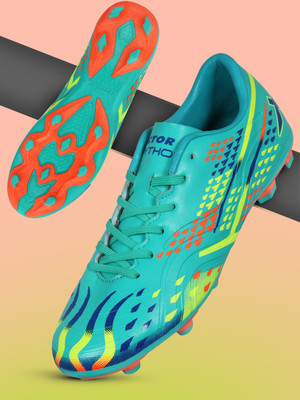 VECTOR X Python Synthtic Leather Upper Double Colored TPU Sole Padded Football Studs/ Football Shoes For Men(Green , 6)
