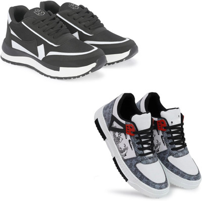 Walkivo Men’s Synthetic leather Shoes | Office & Party Wear Lace‑Up Design Lace Up For Men(Black, Black, White , 6)
