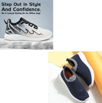 Face Stylish Sports Shoes for Men – Ideal for Running, Gym & Training Sneakers For Men(Black, Navy , 6)