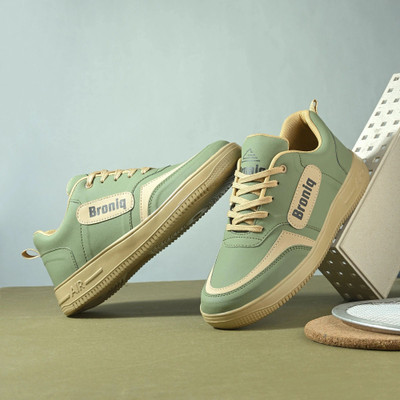 broniq BRONIQ OLIVE KILLS CASUAL SNEAKERS FOR MEN Casuals For Men(Olive, Beige , 10)