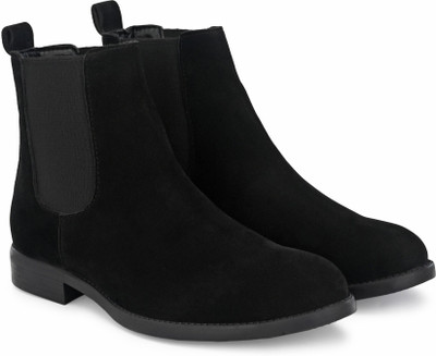 Hirel's Suede Chelsea Boots for Men | Soft Cushioned Insole, Slip-Resistance Boots For Men(Black , 9)