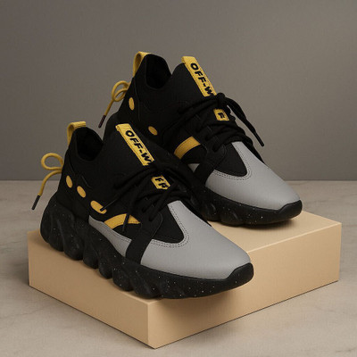 Royal Fashion Shoes For Men Sneakers For Men(Grey, Yellow, Black , 7)