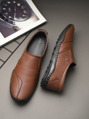 PROVOGUE Lightweight Comfort Summer Trendy Premium Stylish Slip On For Men(Tan , 7)