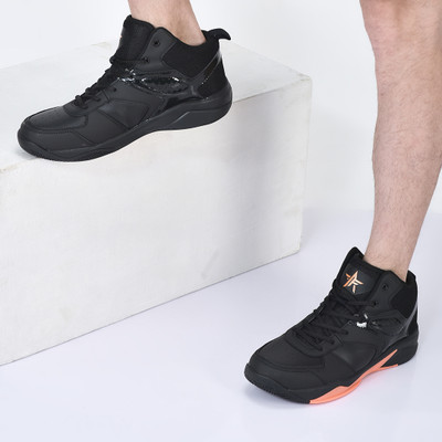 FAUSTO High Top Colorblocked Chunky Lace Up|Breathable Basketball Shoes|Memory Cushion Sneakers For Men(Black , 11)