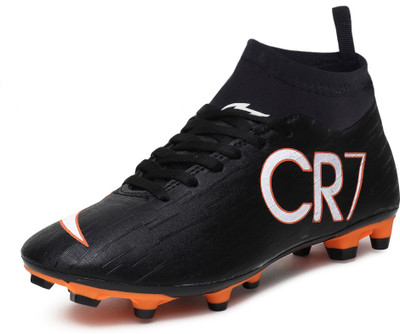 Axpro CR7 Ronaldo Black Ankle Synthetic TPU Studs Football Shoes For Men(Orange , 8)