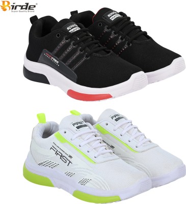 BIRDE Pack Of 2 Combo Comfortable Stylish Regular Wear Sports Shoe For Men Sneakers For Men(White, Black, White , 6)