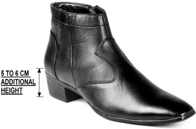 BXXY Men's Height Increasing High Heel Formal Party Wear Slip-on Boots Slip On For Men(Black)