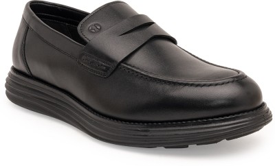 THOMAS CRICK Thomas Crick Sophisticated Dual-Tone Leather Loafers with Enhanced Comfort Corporate Casuals For Men(Black , 10)