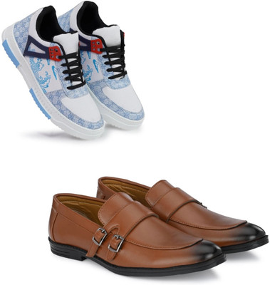 Walkivo Men’s Synthetic leather Shoes | Office & Party Wear Lace‑Up Design Lace Up For Men(Blue, Brown , 7)