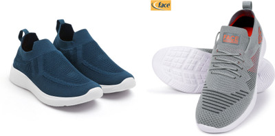 Face Stylish Sports Shoes for Men – Ideal for Running, Gym & Training Sneakers For Men(Grey, Blue , 10)