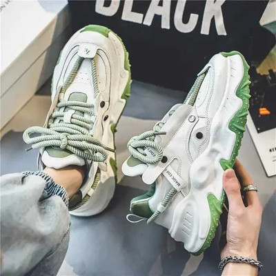 glemia Sneakers For Men(White, Green , 6)