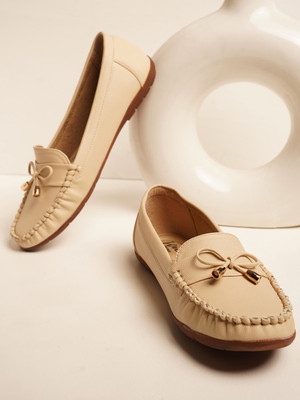 jm looks Loafers For Women(Beige , 6)