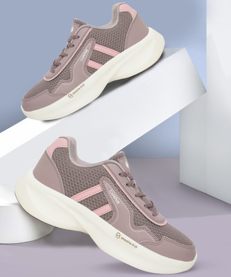 CAMPUS HALL Casual Shoes | Memory Insole Cushioning | Comfortable Mesh Upper | Lace-Up Sneakers For Women(Pink , 8)