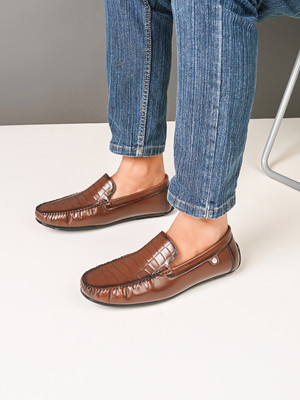 Mast & Harbour Square Toe Synthetic Loafers Slip On For Men(Tan , 9)