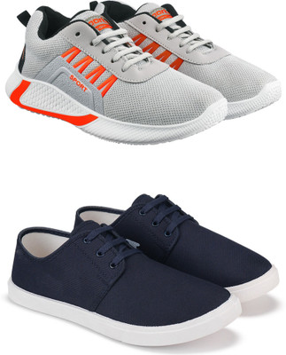 Free Kicks Combo Of 2 Shoes FK-444 & FK-201 Sneakers For Men(Navy , 7)
