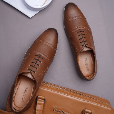 LOUIS STITCH Tan Lace Up Formal Oxford Shoe for Men (RG_OX) UK 7 Lace Up For Men(Tan)