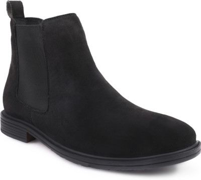 Royal Cruzz Men Casual Comfortable Chelsea Slip-On Outdoor Suede Boots For Men Boots For Men(Black , 9)