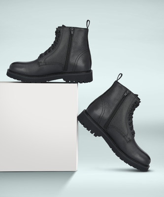 Delize High Ankle Derby Boots For Men(Black , 10)
