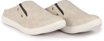 FAUSTO Back Open Slip On Shoes for Casual Outfit|Evening|Outdoor|Daily|Comfort Loafers For Men(Off White , 6)