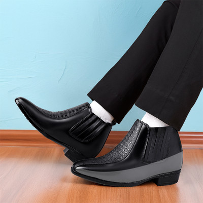 YUVRATO BAXI Black Casual Formal Slipon Outdoor Shoe And Party Shoes With 9 Cm Hidden Height Lace Up For Men(Black , 6)