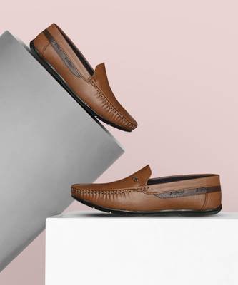 Knoos Tan Synthetic Leather Casual Loafer Loafers For Men