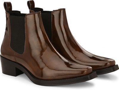 Delize Cow Boy Ankle Boots For Men(Brown , 7)