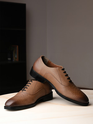 LOUIS STITCH Crust Leather Lace Up Formal Shoes for Men | Derby -(LSVXSNTN112) Derby For Men(Tan , 12)