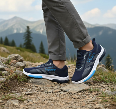 Soles & Styles Lightweight Shoes For Men |Memory Foam Insole, for Walking, Running & Gym Hiking & Trekking Shoes For Men(Navy , 8)