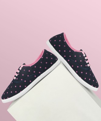 asian Sneakers For Women(Navy, Pink , 8)