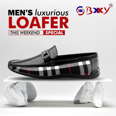 BXXY Men's New Stylish Black Casual Buckle Loafer, And Party Wear Shoes. Driving Shoes For Men(Black , 11)