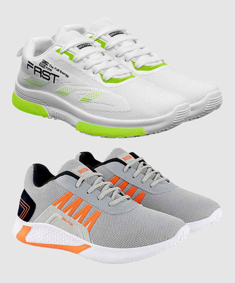 BRUTON Combo Pack of 2 Trendy & Stylish Casual Shoes Sneakers For Men(White, Grey , 6)
