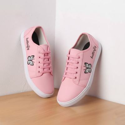 BOKZZON girls shoes sneakers pink footwear for women cute casual stylish shoes Sneakers For Women(Pink, White , 5)