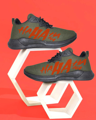 Kenamin SPORTS FOR MEN & KIDS Running Shoes For Men(Olive, Orange , 10)