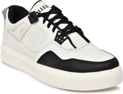 KILLER Lightweight Casual Sneakers for Men | Synthetic Leather | EVA Sole Casuals For Men(Black, White , 10)