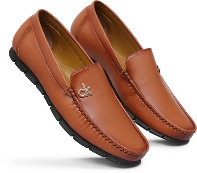 QUALIDA Loafers For Men(Tan , 7)